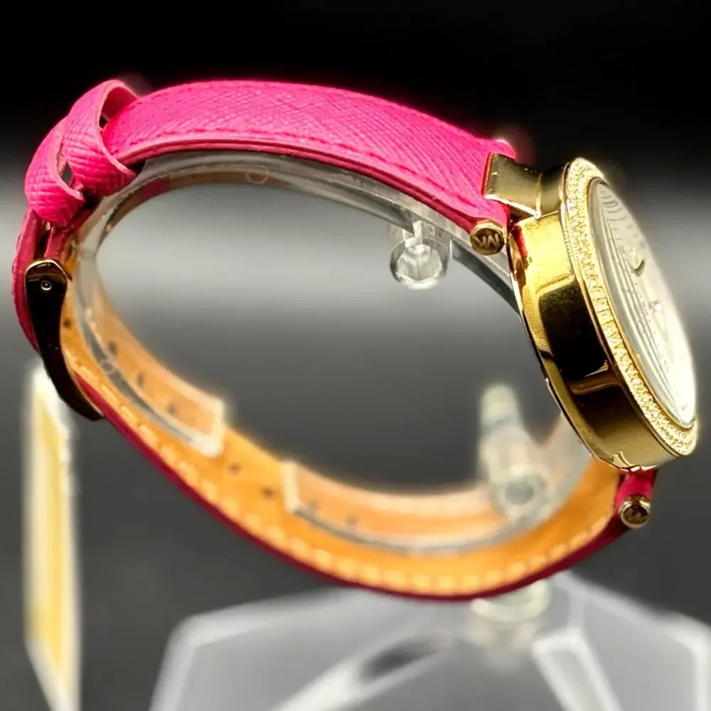 Michael Kors Parker MK2297 Crystal Chronograph Pink Leather Watch NWT